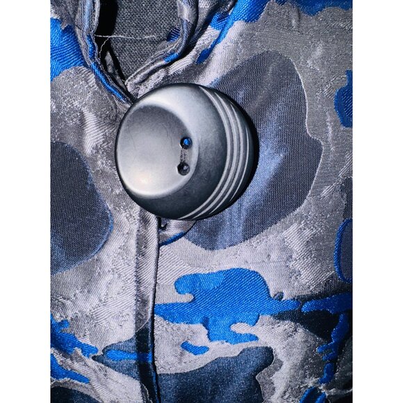 Ali Miles XL Blue Silver Abstract Statement Jacket Office Evening Artsy Blazer - Picture 5 of 11